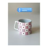noops Dama Desenli Kalpli Kupa Bardak Seramik Kahve Mug
