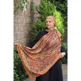 Noorella Scarf - Yankı Retro Desen Şal - Turuncu