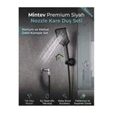 Noozle Siyah Lüks Duş Başlığı Siyah Hortum Ve Mafsal Komple Set
