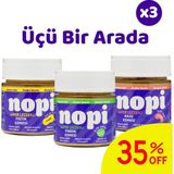 Nopi Üçlü Set- Klasik Yer Fıstığı & Parçacıklı Fındık & Kaju Ezmesi ( 3 x 200 G) - 600 gr
