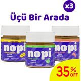 Nopi Üçlü Set- Parçacıklı Yer Fıstığı & Parçacıklı Fındık & Kaju Ezmesi ( 3 x 200 G) - 600 gr