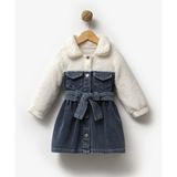 Nora Kids Kız Çocuk Welsoft Kumaş ve Kot Elbise Modern Stil ile Rahat Kullanım Sunar - 2 Yaş - Ekru