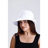 nord arc Uv +50 Güneş Korumalı Kadın Fiyonk Detaylı Beyaz Bucket Vizör Şapka (Beden Ayarlı) - Standart