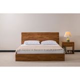 Nordik Ahşap Başlıklı Masif Kayın Karyola, Ceviz, 90X200