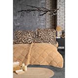 nordqueen Wellsoft Tek Kişilik Fırfırlı Yorgan Seti 155X215 cm Çift Taraflı Peluş Yorgan + 1 Yastık Kılıfı Leo - 155 x 215 cm - Kahverengi