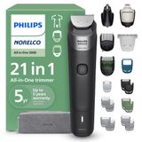 Norelco Philips All-in-One 21 Parça Düzeltici 5000 Serisi - Yüz, Sakal, Saç ve Vücut için Elektrikli Tıraş Makinesi ve Kesme Makinesi, Kendiliğinden Bilenen Titanyum Bıçaklar, 22 Uzunluk Ayarı (0,5-16