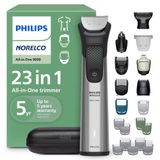 Norelco Philips All-in-One Seri 9000, 23 Parça Saç Kesme Makinesi - Yüz, Sakal, Baş ve Vücut için Elektrikli Tıraş Makinesi ve Kesici, Tamamen Metal Kendiliğinden Bileme Bıçakları, 29 Uzunluk Ayarı