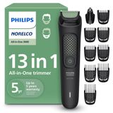 Norelco Philips Hepsi Bir Arada 3000 Serisi 13'ü 1 Arada Düzeltici, Sakal Şekillendirici ve Erkek Saç Kesme Makinesi, 9 Uzunluk Ayarı ve Kendiliğinden Bilenen Cilt Dostu Bıçaklar, MG3919/50