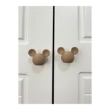 NORELUX Mickey Mouse Çocuk Dolap Kulpu – Ahşap Efektli Dekoratif Çekmece & Dolap Kapak Kulpu (4 Adet)