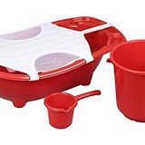 Norfolk Flipper Baby Shower Bebek Banyo Küvet Seti-4'lü Küvet Seti Kırmızı