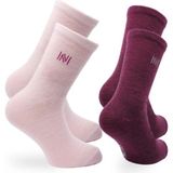 Norfolk Helsinki Ince Örgü Merinos Yünü Günlük Çocuk Çorabı 2'li Paket Pembe - 35 - 38 - Pembe - Bordo