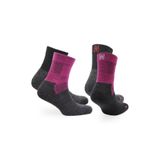 NORFOLK Leonardo QTR Merinos Yünü Yastıklamalı Bisiklet/Yürüyüş Çorabı 2'li Paket Magenta/Siyah