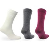 Norfolk Stockholm Merinos Yünü Ince Örgü Premium Gündelik Günlük Çorap 3'lü Paket - 39 - 42 - Beyaz - Gri - Bordo