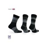 NORFOLK STOCKHOLM Merinos Yünü İnce Örgü Premium Gündelik Günlük Çorap 3'lü Paket Gri Çizgili