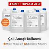 Norino 4 Adet Distile Su 5 Litre Toplam 20 Litre Saflaştırılmış Deiyonize Saf Su Çok Amaçlı Kullanım