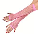 Norino 80’Ler 90’Lar Retro Neon Pembe File Parmaksız Eldiven 26 Cm