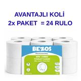 Norino Bezos Professional Mini Jumbo Tuvalet Kağıdı 24 Rulo | 2 Katlı | %100 Selüloz | Endüstriyel & Ev Tipi Kullanım 2X12rulo