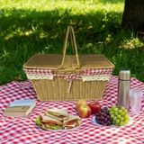 Norino Buffer® 2 Kapaklı Dikdörtgen Plastik Rattan Piknik Sepeti – Doğal Hasır Görünümlü Çok Amaçlı Piknik, Plaj ve Bahçe Sepeti
