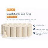 Norino Elastik Sargı Bezi Krep 10 cm x 4 M 50 Adet Esnek Krep Bandaj Elastik Sargı Bezi Seti - 0 - 1 Ay