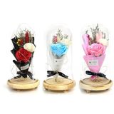 Norino Fanus Gül 28/14Cm Cam Fanus Led Işıklı Hediyelik
