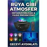 Norino Galaksi Yıldız Projektörü Ve Bluetooth Hoparlör 10 Renk Modlu Okyanus Dalgalı Gece & Disko Lambası