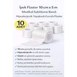 Norino İpek Flaster 10 Cm X 5 M 10 Adet Medikal Sabitleme Bandı Hipoalerjenik Yapışkanlı Cerrahi Flaster