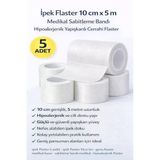 Norino İpek Flaster 10 Cm X 5 M 5 Adet Medikal Sabitleme Bandı Hipoalerjenik Yapışkanlı Cerrahi Flaster