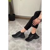 Norino Kadın Fabri Siyah Triko Taşlı Spor Ayakkabı & Sneaker