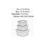 Norino Kare 3 Parça Vakumlu Sızdırmaz Hava Almaz Saklama Kabı Seti Mavi (1800/1100/600 Ml) - Renkli - Belirtilmemiş