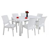 Norino Mandella Elit 90X150 Rattan 2 Elit Koltuk 4 Elit Sandalye Masa Takımı Beyaz