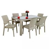 Norino Mandella Elit Rattan 90X150 2 Elit Koltuk 4 Elit Sandalye Camlı Masa Takımı Çölbeji