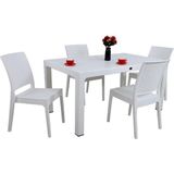 Norino Mandella Elit Rattan 90X150 4 Kişilik Elit Sandalye Masa Takımı Beyaz - BELİRTİLMEMİŞ