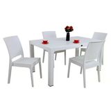Norino Mandella Elit Rattan 90X150 4 Kişilik Elit Sandalye Masa Takımı Beyaz