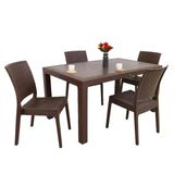 Norino Mandella Elit Rattan 90X150 4 Kişilik Elit Sandalye Masa Takımı Kahverengi
