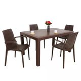 Norino Mandella Elit Rattan 90X150 4 Kişilik Nirvana Koltuk Masa Takımı Kahverengi