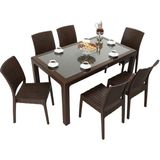 Norino Mandella Elit Rattan 90X150 Elit Sandalye Camlı Masa Takımı Kahverengi - BELİRTİLMEMİŞ
