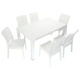Norino Mandella Elit Rattan 90X150 Elit Sandalye Masa Takımı Beyaz