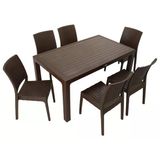 Norino Mandella Elit Rattan 90X150 Elit Sandalye Masa Takımı Kahverengi