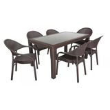 Norino Mandella Elit Rattan 90X150 Eylül Koltuk Camlı Masa Takımı Kahverengi