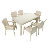Norino Mandella Elit Rattan 90X150 Zeus Koltuk Camlı Masa Takımı Çölbeji