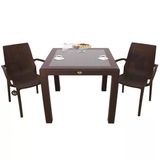 Norino Mandella Elit Rattan 90X90 2 Kişilik Nirvana Koltuk Camlı Masa Takımı Kahverengi