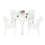 Norino Mandella Elit Rattan 90X90 Elit Koltuk Camlı Masa Takımı Beyaz