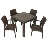 Norino Mandella Elit Rattan 90X90 Elit Koltuk Masa Takımı Kahverengi