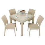 Norino Mandella Elit Rattan 90X90 Elit Sandalye Camlı Masa Takımı Çölbeji