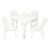 Norino Mandella Elit Rattan 90X90 Elit Sandalye Masa Takımı Beyaz
