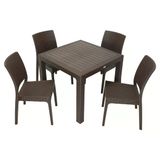 Norino Mandella Elit Rattan 90X90 Elit Sandalye Masa Takımı Kahverengi
