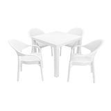Norino Mandella Elit Rattan 90X90 Eylül Koltuk Masa Takımı Beyaz