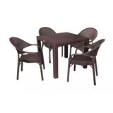 Norino Mandella Elit Rattan 90X90 Eylül Koltuk Masa Takımı Kahverengi