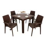 Norino Mandella Elit Rattan 90X90 Nirvana Koltuk Camlı Masa Takımı Kahverengi