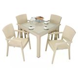 Norino Mandella Elit Rattan 90X90 Zeus Koltuk Camlı Masa Takımı Çölbeji